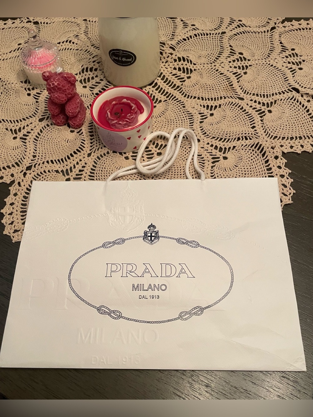 Prada white paper shopping gift bag